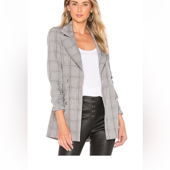 WORN ONCE superdown Constance Blazer in Grey Plaid xs - Picture 4 of 5